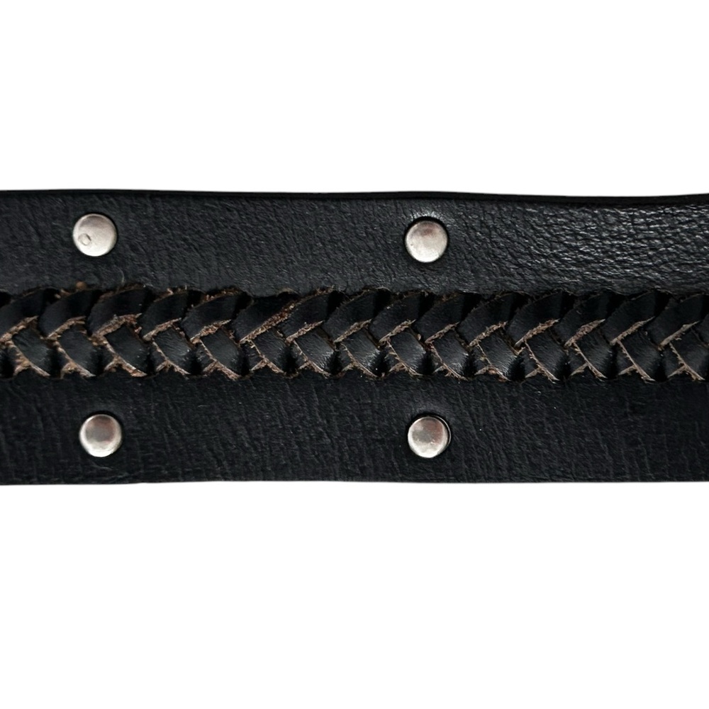 Calvin Klein Jeans Black and Silver Leather Belt - Picture 5 of 9